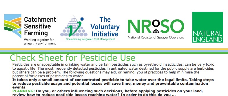 CSF / VI Check Sheet For Pesticide Use Image